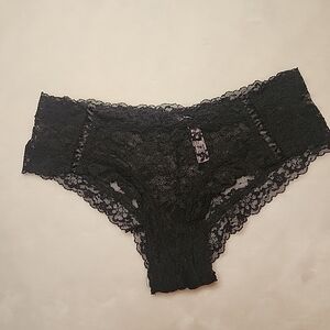 Victoria's Secret Panties Cheeky Panty Lacie Blue Silver Lace Up Strappy Medium